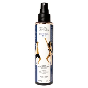 Lozione autoabbronzante Bronz’Express Original per viso e corpo, effetto dorato naturale.
